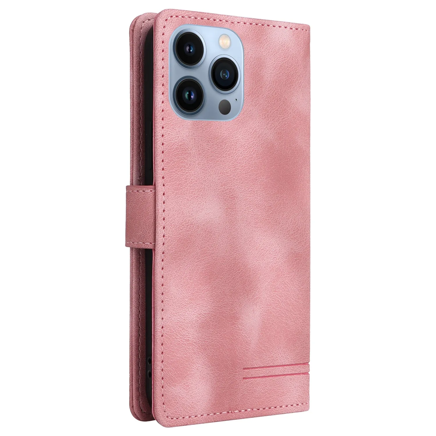 007 Series For iPhone 15 Pro Anti-Scratch PU Leather Stand Shell Flip Wallet Skin-touch Phone Case Cover