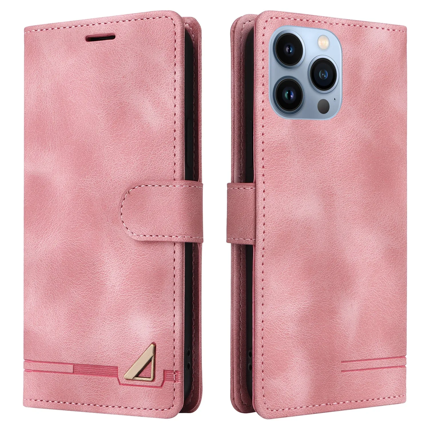 007 Series For iPhone 15 Pro Anti-Scratch PU Leather Stand Shell Flip Wallet Skin-touch Phone Case Cover