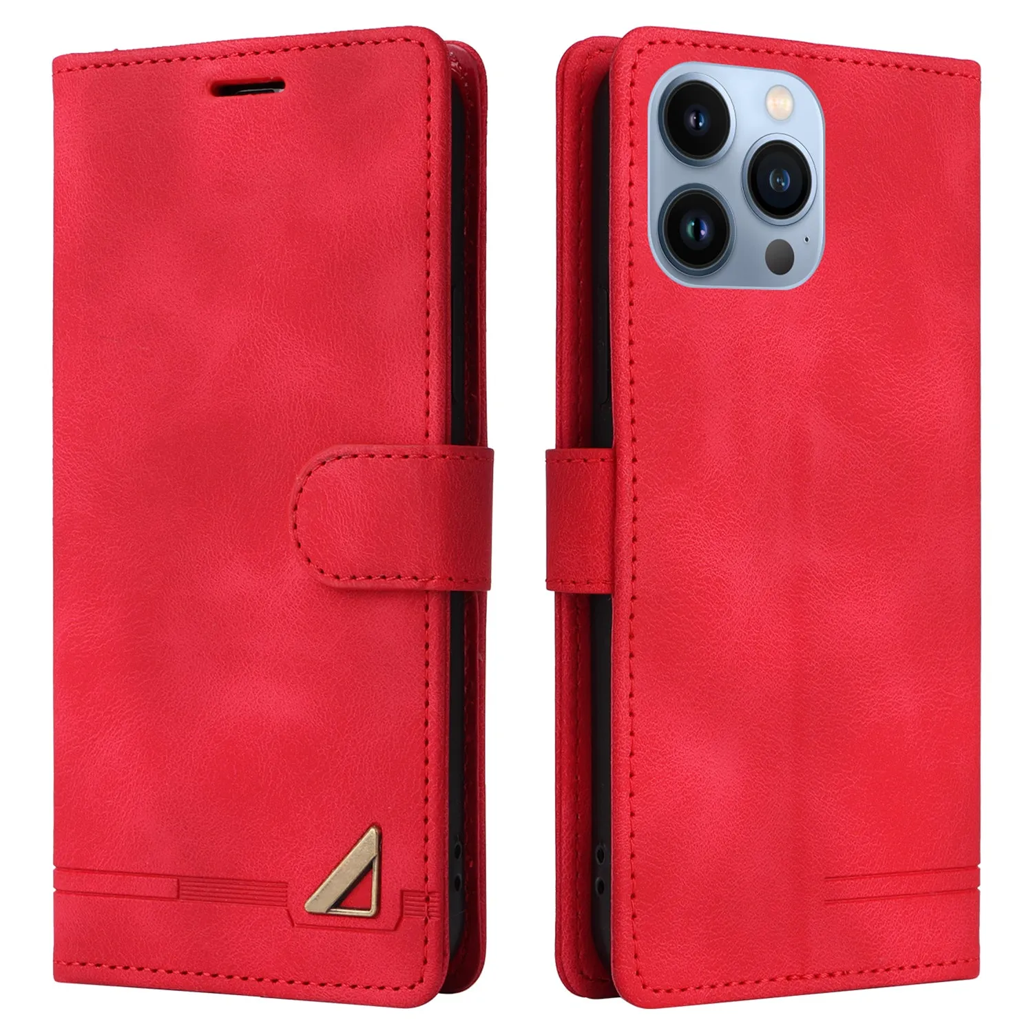 007 Series For iPhone 15 Pro Anti-Scratch PU Leather Stand Shell Flip Wallet Skin-touch Phone Case Cover