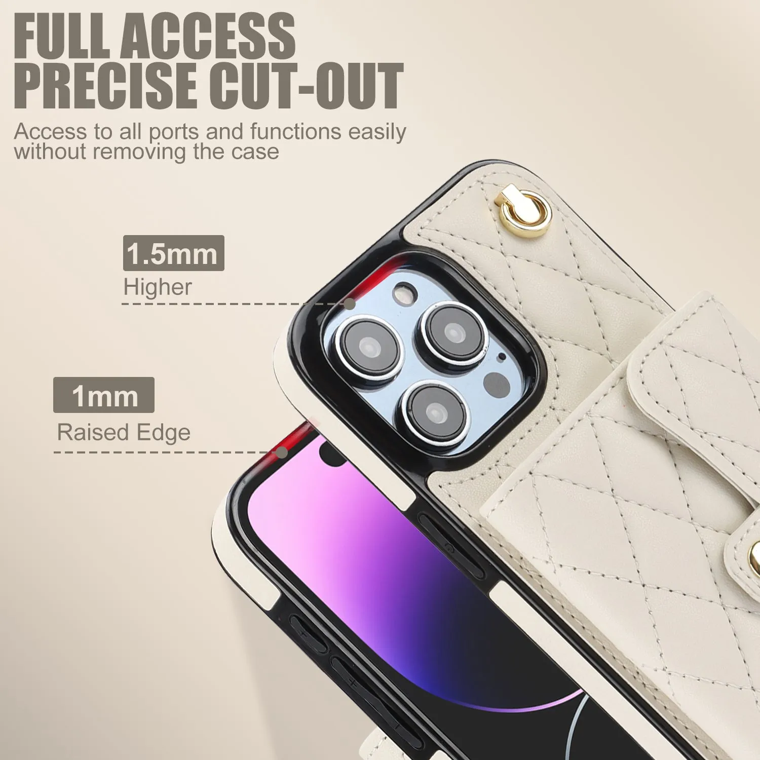 026 For iPhone 15 Pro Max PU Leather TPU Kickstand Cover RFID Blocking Card Slots Phone Case with Short and Long Straps