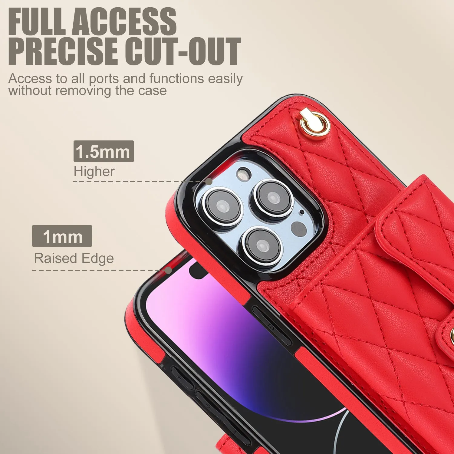 026 For iPhone 15 Pro Max PU Leather TPU Kickstand Cover RFID Blocking Card Slots Phone Case with Short and Long Straps