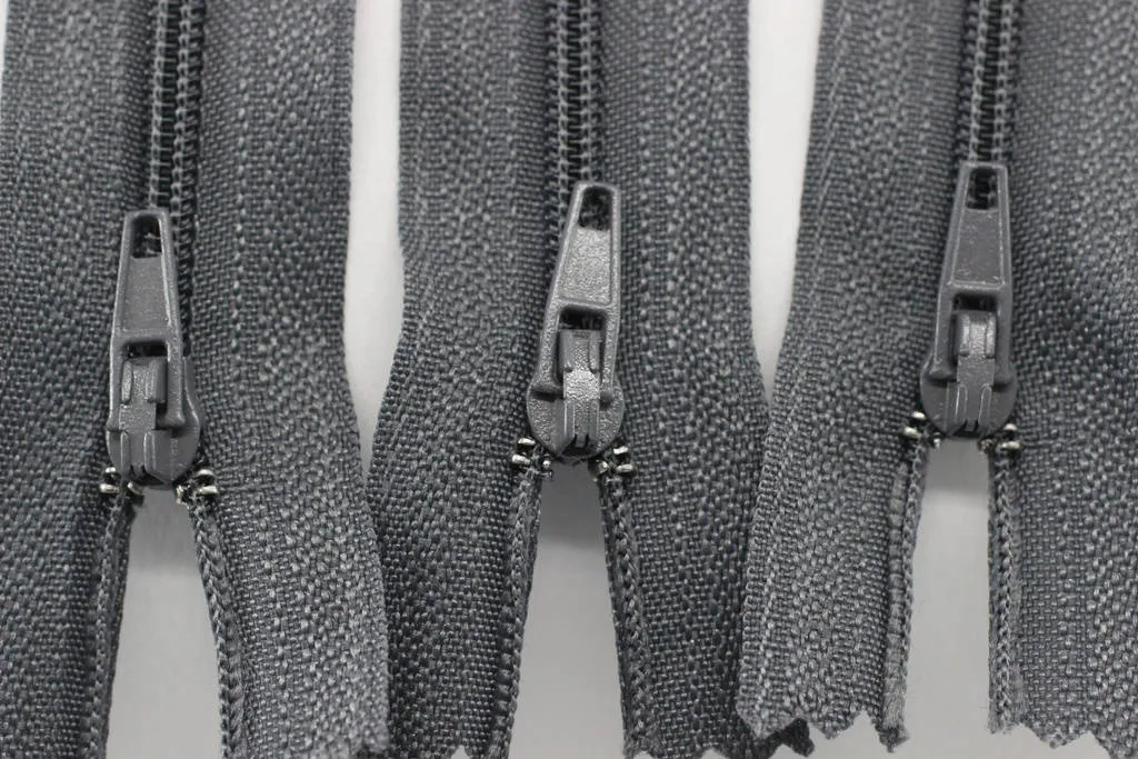 10 pcs Dark Gray Zippers, 18-60cm, (7-23inc) zipper, pants zipper, zipper for pants, zipper, bag zipper, zippers, wallet zipper,