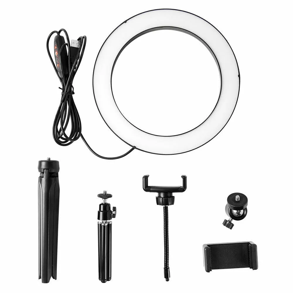 10" Dimmable LED Ring Light with Tripod & USB - Makeup Selfie