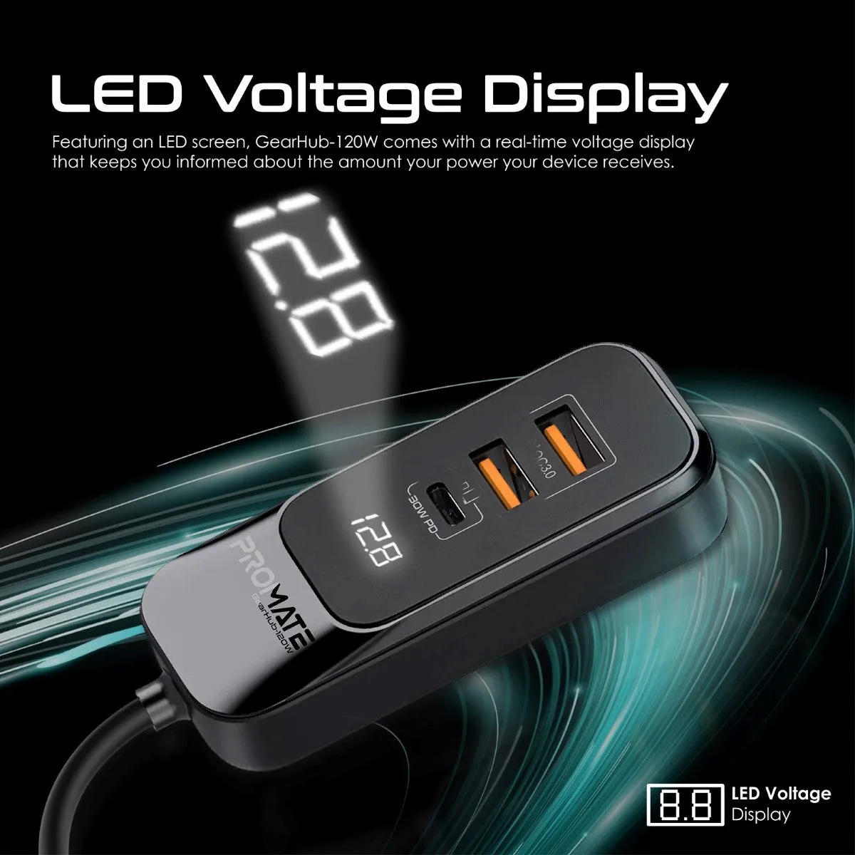 120W RapidCharge™ Car Charger with Multi-Port Backseat Charging Hub