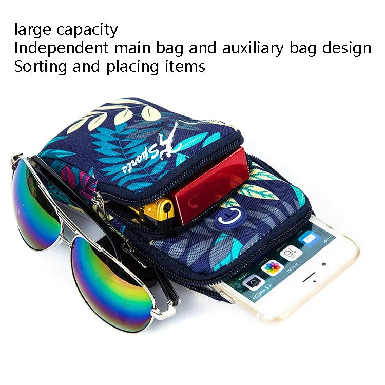 2 PCS B026 Running Mobile Phone Arm Bag Sports Yoga Mobile Phone Bag, Specification： Small (Leaves Blue)