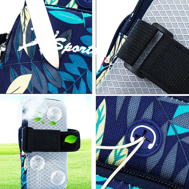 2 PCS B026 Running Mobile Phone Arm Bag Sports Yoga Mobile Phone Bag, Specification： Small (Leaves Blue)