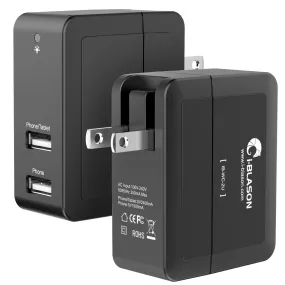 2 Port USB Travel Wall Charger for Smartphones and Tablets