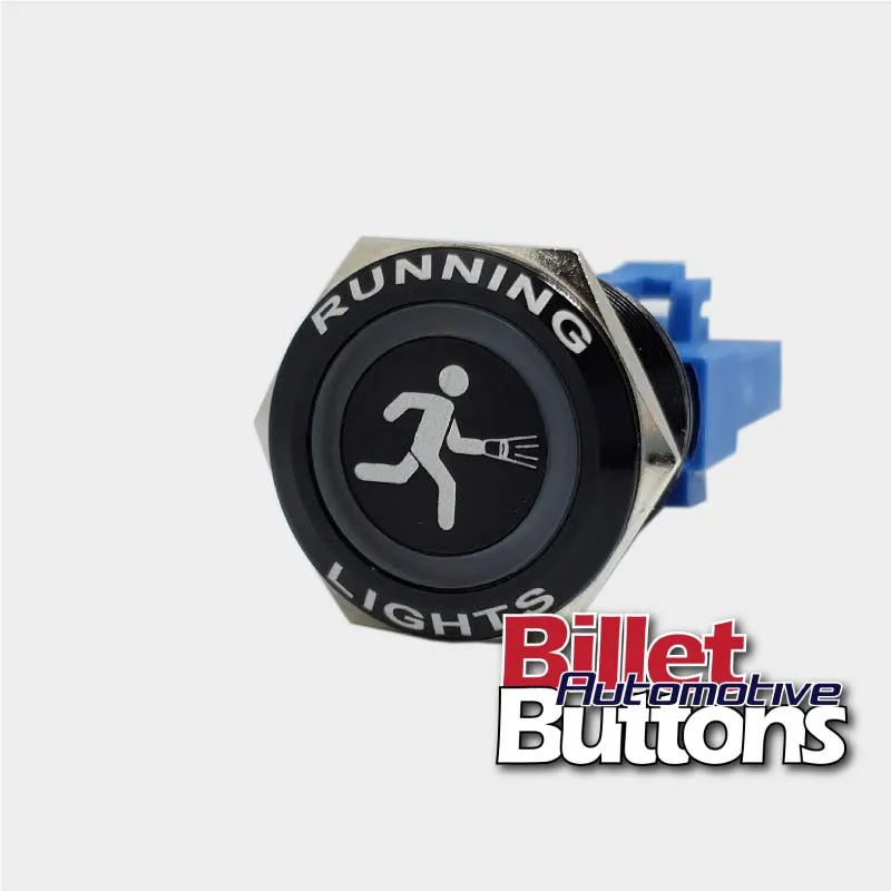 22mm FEATURED 'RUNNING MAN SYMBOL' Billet Push Button Switch Lights