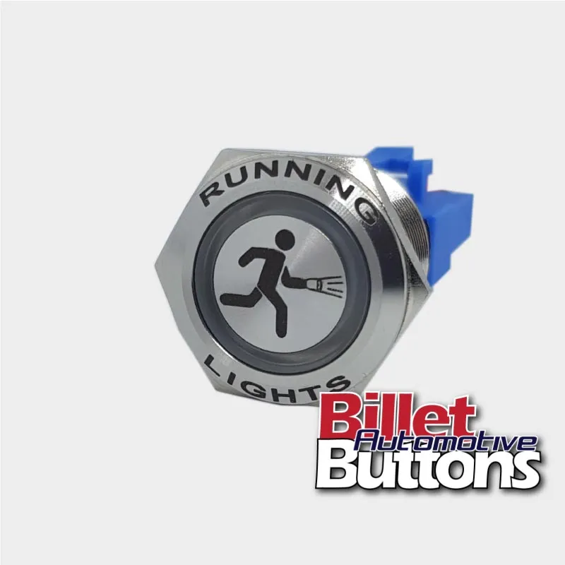 22mm FEATURED 'RUNNING MAN SYMBOL' Billet Push Button Switch Lights