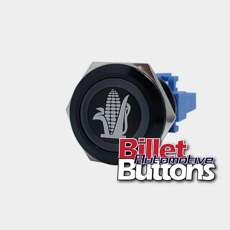 22mm 'FUEL BOWSER E85 SYMBOL' Billet Push Button Switch Fuel Pump Corn