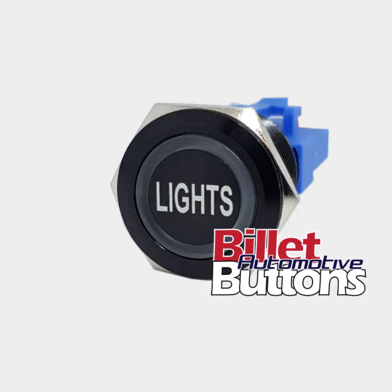 22mm 'LIGHTS' Billet Push Button Switch Headlights etc