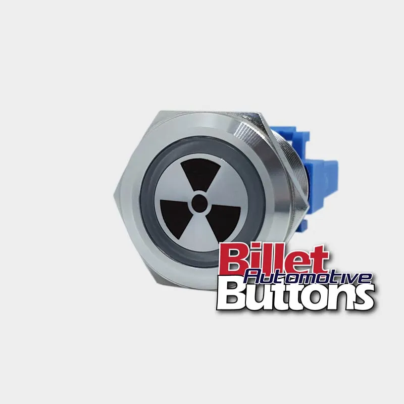 22mm 'NUCLEAR SYMBOL' Billet Push Button Switch Radiation Radioactive