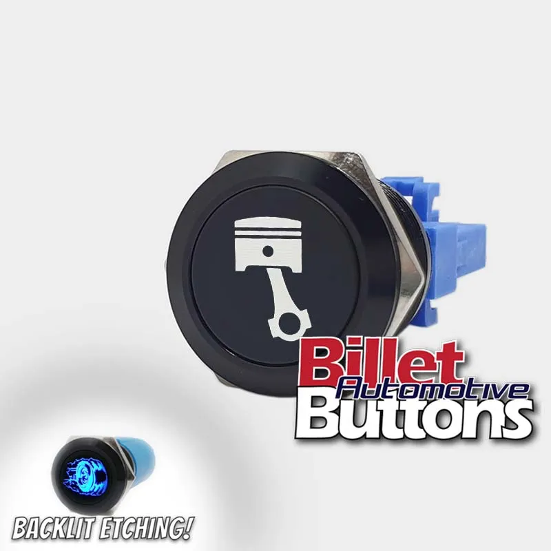 22mm 'PISTON SYMBOL' Billet Push Button Switch Engine Start etc