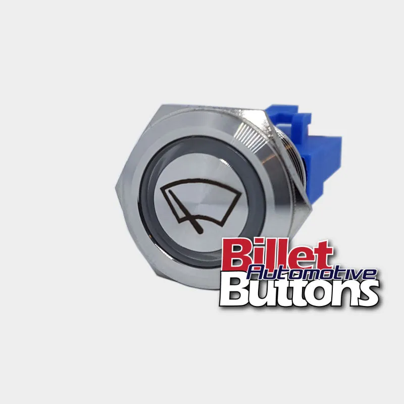 22mm 'WIPERS SYMBOL' Billet Push Button Switch Windscreen Window Wiper