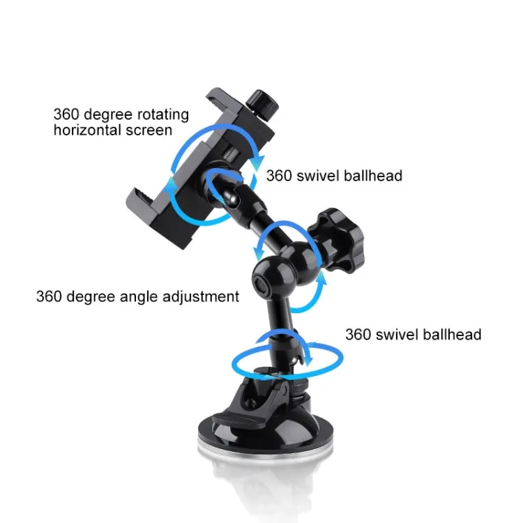 27cm Single Suction Cup Articulating Friction Magic Arm Phone Clamp Mount (Black)