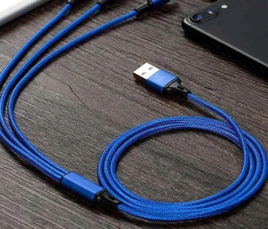 3 In 1 Nylon-Protected Braided Phone Fast Charging Multi Cable