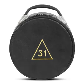 31st Degree Scottish Rite Crown Cap Case - Black Leather And Gold