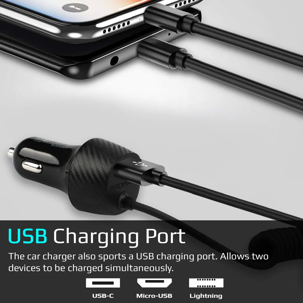 3.4A  Multi-Connect Universal Car Charger with USB Port