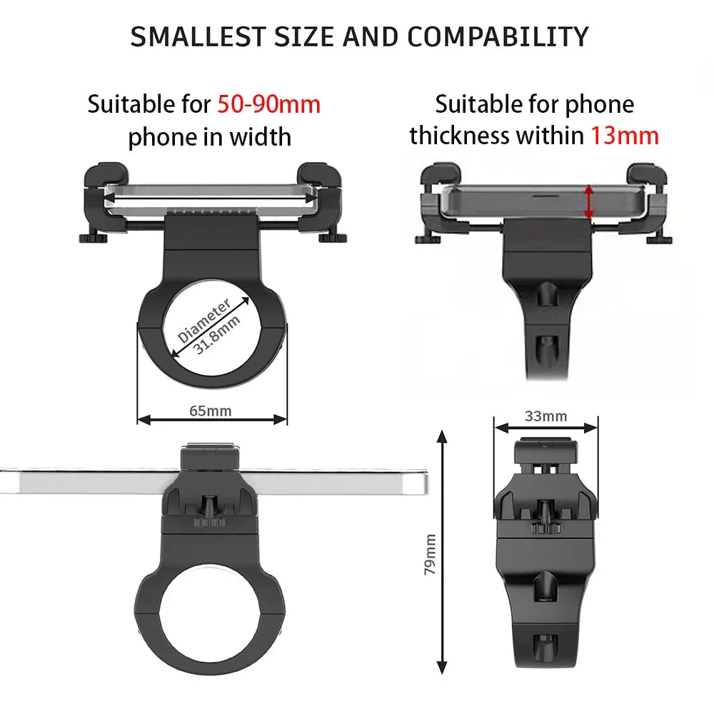 360° Rotatable Bike Phone Holder for MTB - Secure Mobile Mount 31.8mm