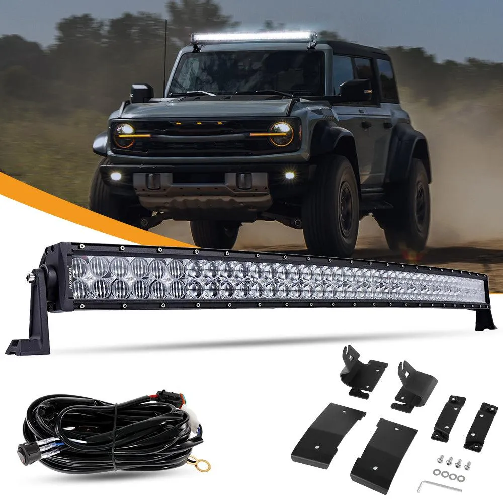 42 Inch 5D Series Curved LED Light Bar & Car Roof Windshield LED Light Bar Mounting Bracket For Ford Bronco 2/4 Door 2021 2022