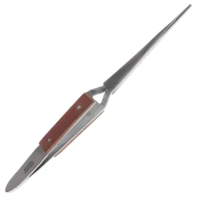 6.5 inch Premium Blunt Serrated Clamp Tweezer - Fiber Grip