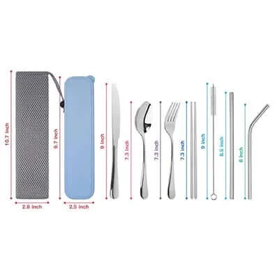 7 Pieces Stainless Steel Cutlery and Straw Set