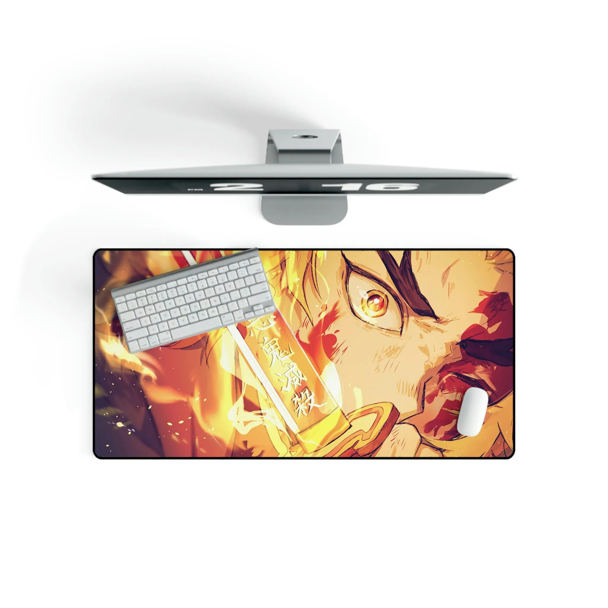 #8.2055, Demon Slayer, Kyojuro Rengoku, Katana, Flame, Pillar, Mouse Pad (Desk Mat)