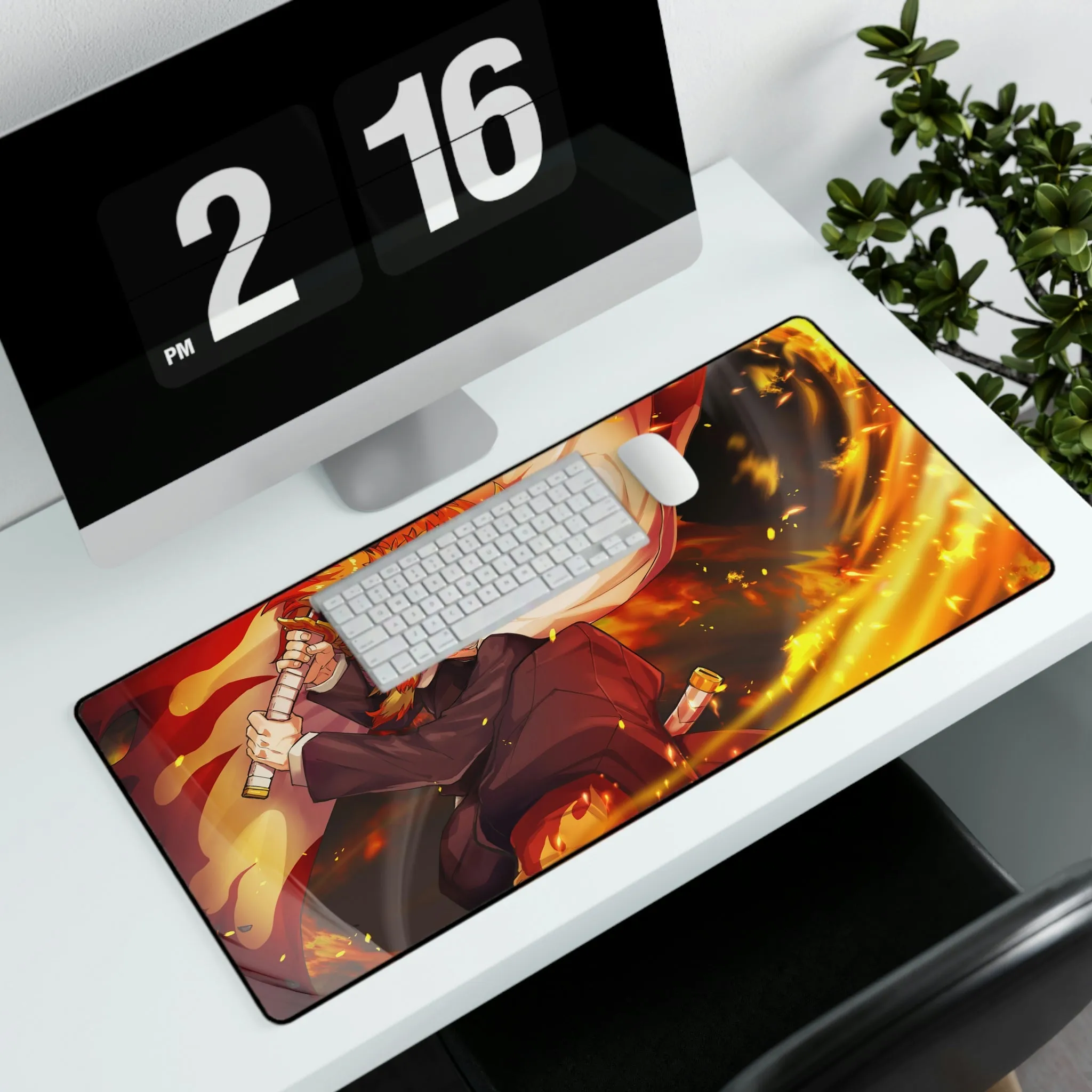 #8.2060, Demon Slayer, Kyojuro Rengoku, Katana, Flame, Pillar, Mouse Pad (Desk Mat)