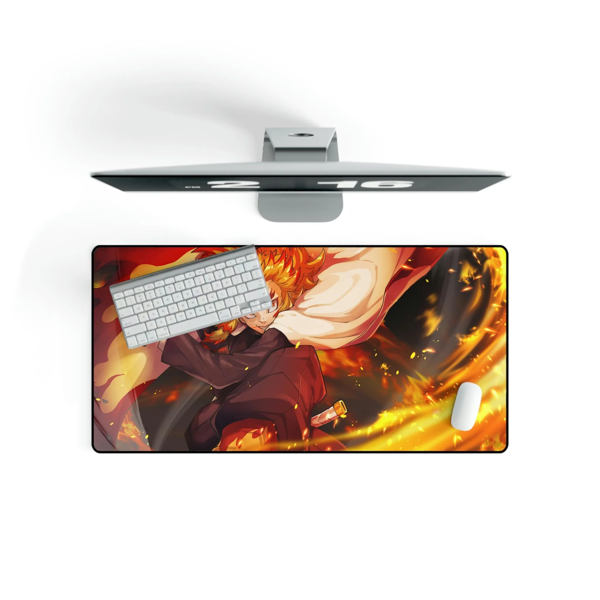 #8.2060, Demon Slayer, Kyojuro Rengoku, Katana, Flame, Pillar, Mouse Pad (Desk Mat)