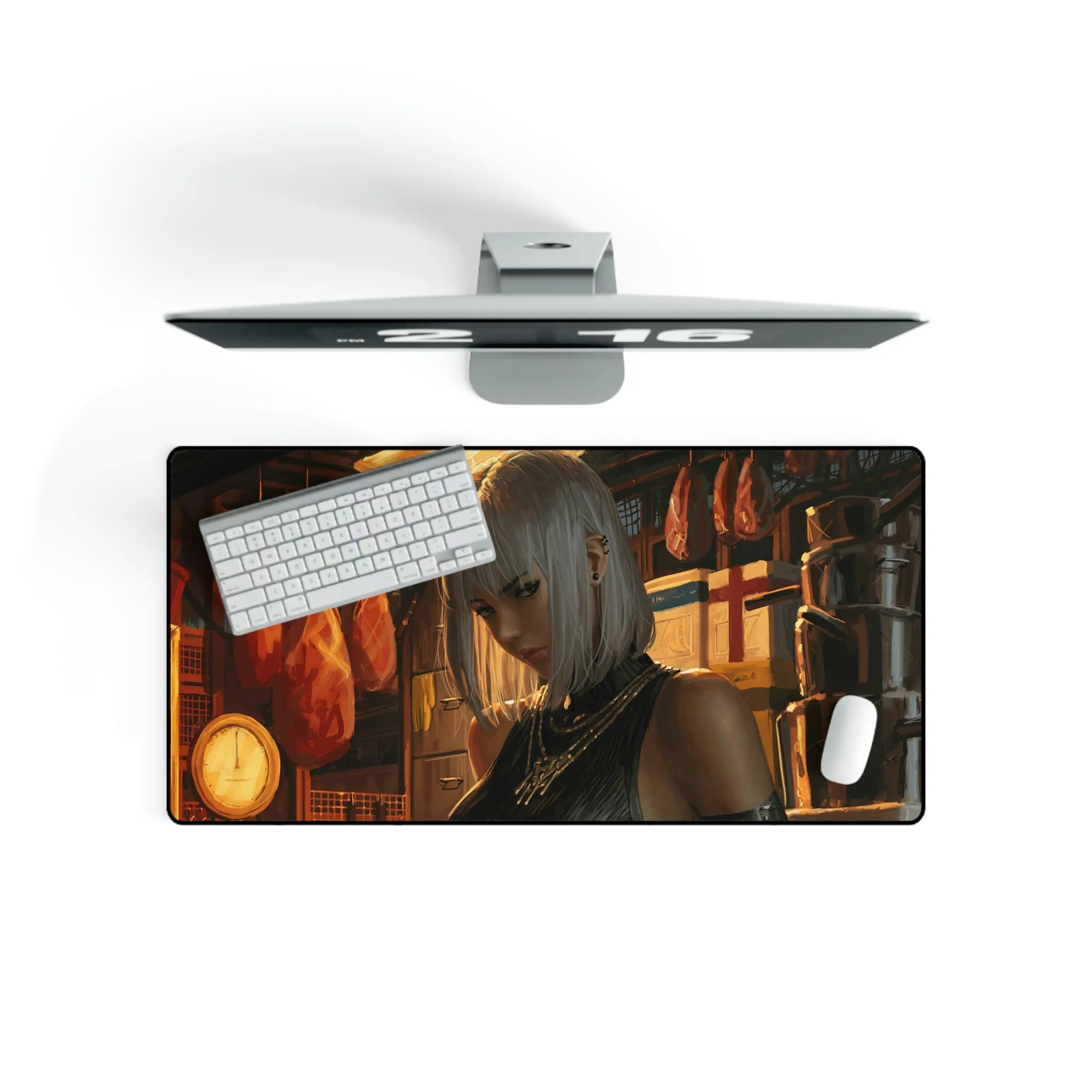 #8.3205, Anime, Girl, Art, White, Hair, Mouse Pad (Desk Mat)