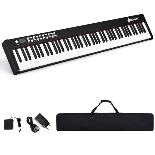 88-Key Portable Full-Size Semi-weighted Digital Piano Keyboard-Black