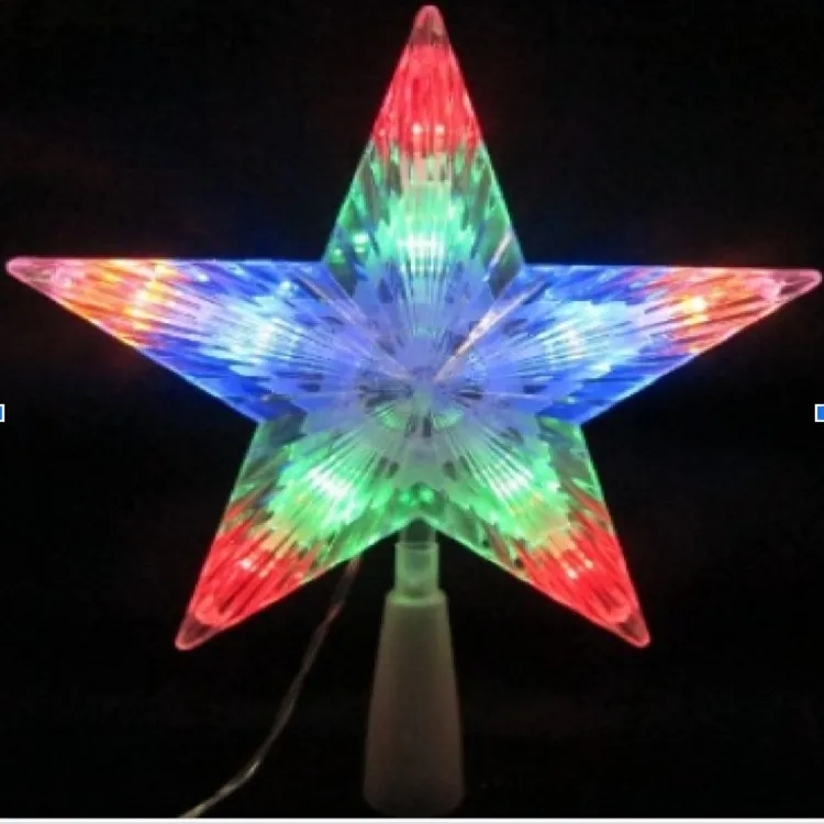 8" Clear Crystal Star Lighted Christmas Tree Topper with Multi-Color LED Lights