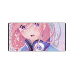 A girl with pink hair and headphones Mouse Pad (Desk Mat)