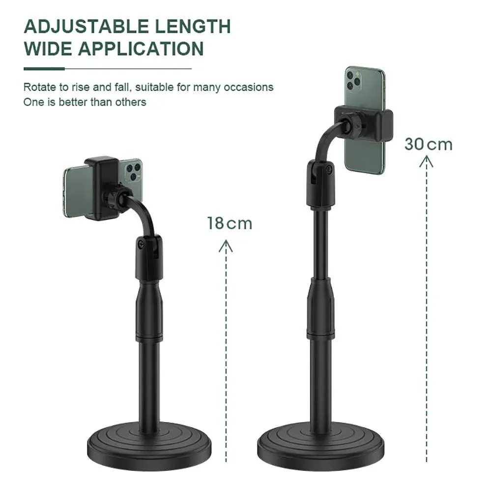 Adjustable and Desktop Phone Holder Stand for Phone Compatible with All Smartphone Desktop Mobile Phone Holder for Video Recording, Home & Online Classes (Black)