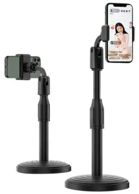 Adjustable and Desktop Phone Holder Stand for Phone Compatible with All Smartphone Desktop Mobile Phone Holder for Video Recording, Home & Online Classes (Black)