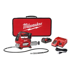 Air Grease Gun - Milwaukee M18 18 Volt Lithium-Ion Cordless 2-Speed Grease Gun - 1 Battery Kit, 2646-21CT