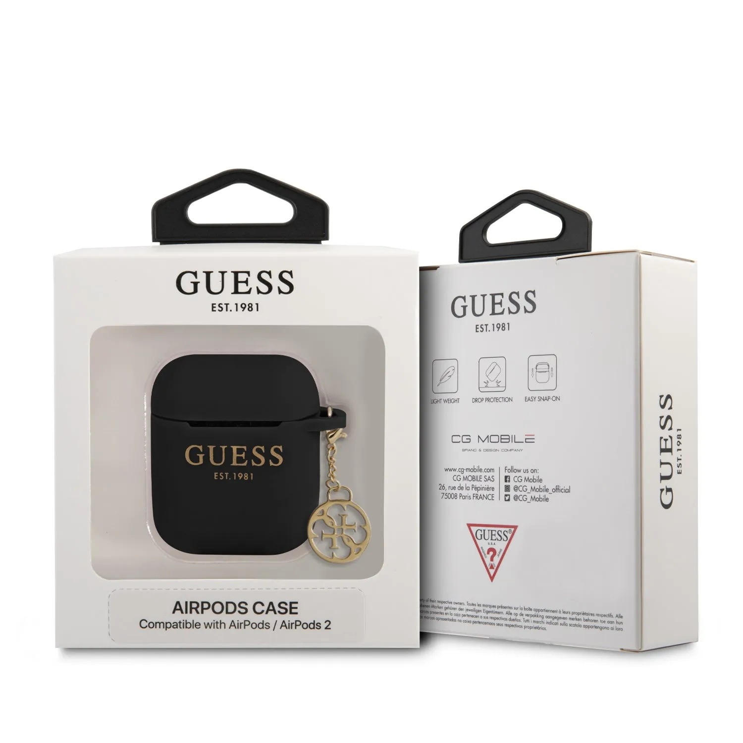 Airpods 1/2 - Silicone Black 4G Charm Collection - Guess