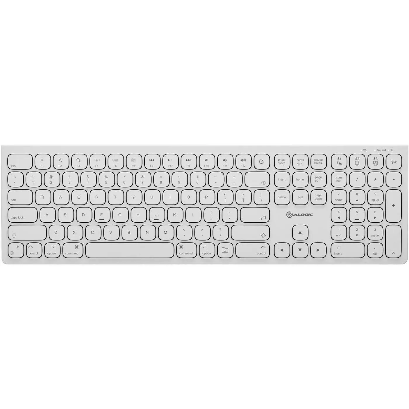 Alogic  Echelon USB-C Rechargeable Bluetooth Full Size Keyboard for Mac (White)