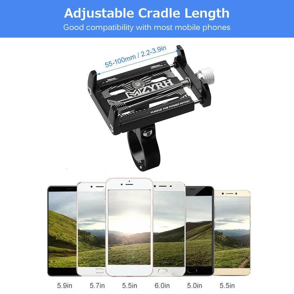 Aluminum Alloy Bicycle Phone Mount 55 - 100mm Adjustable Bike Mobile Phone GPS Mount Holder Bracket