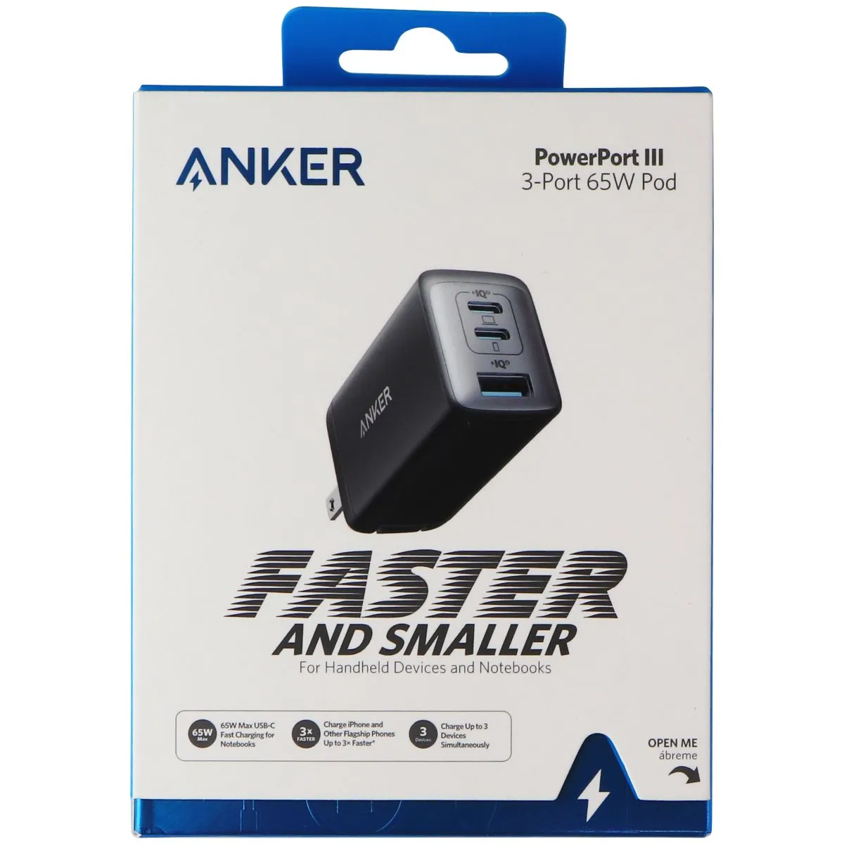 Anker Powerport III (65W) USB-C/USB-A (3-port) Charging Pod - Black (A2667J11-1)