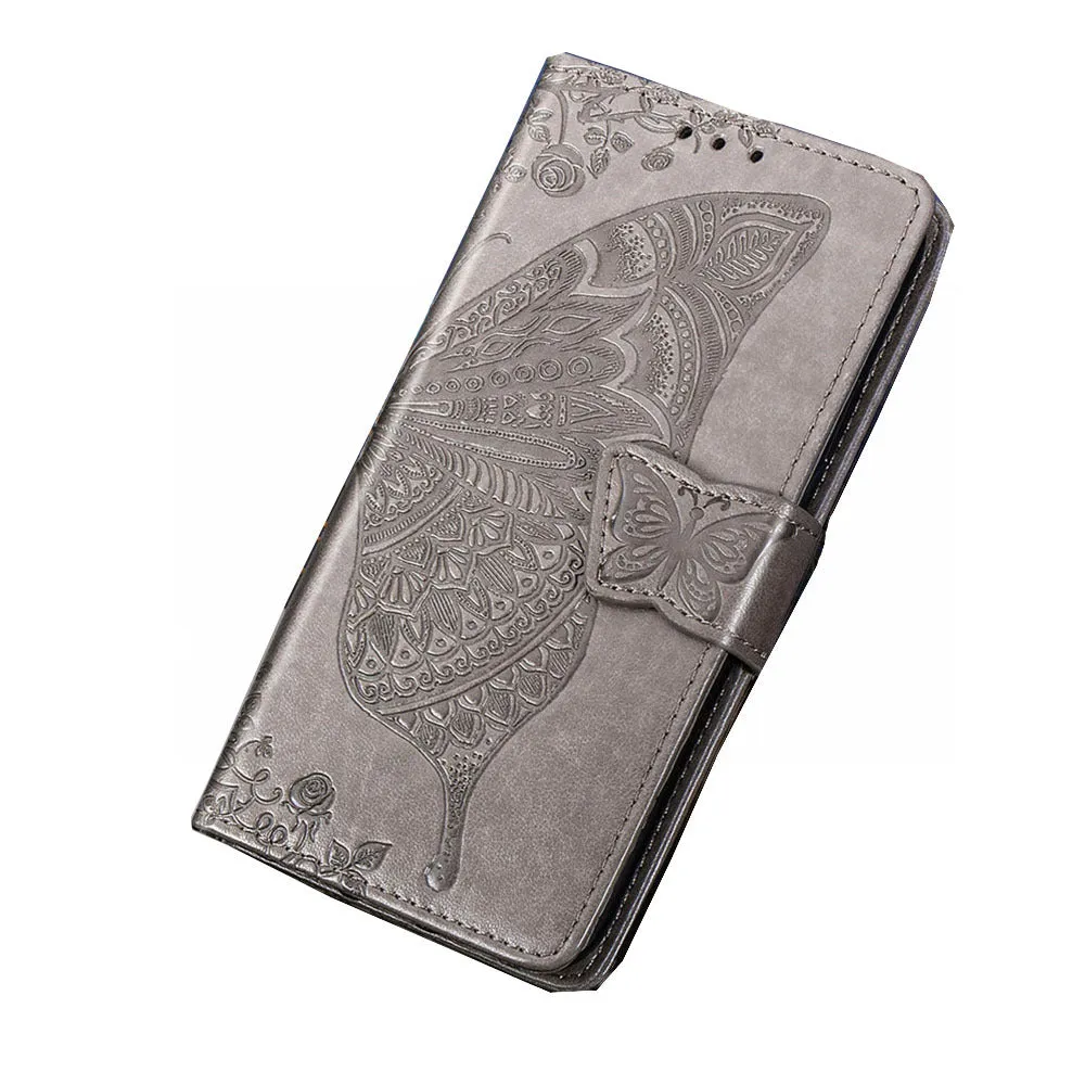 Anymob Huawei Phone Case Gray Wallet Leather Flip Wallet Cover