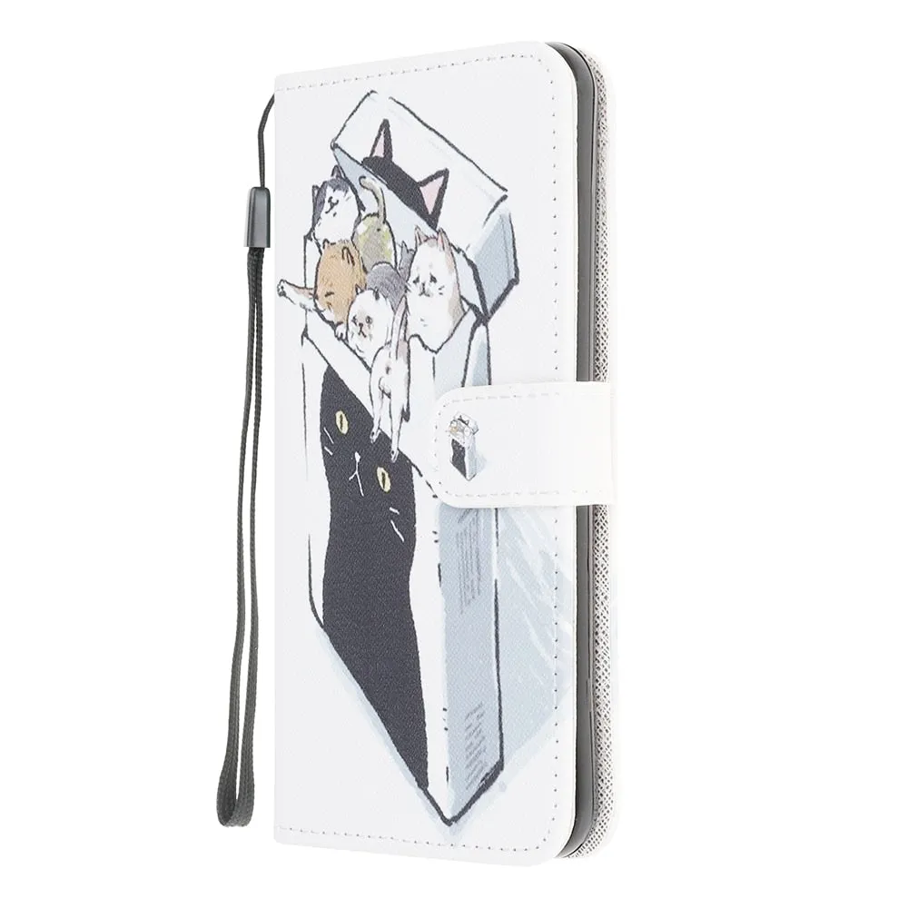 Anymob iPhone Case Loving Cat Leather Flip Wallet Cartoon Stand Phone Cases Cover