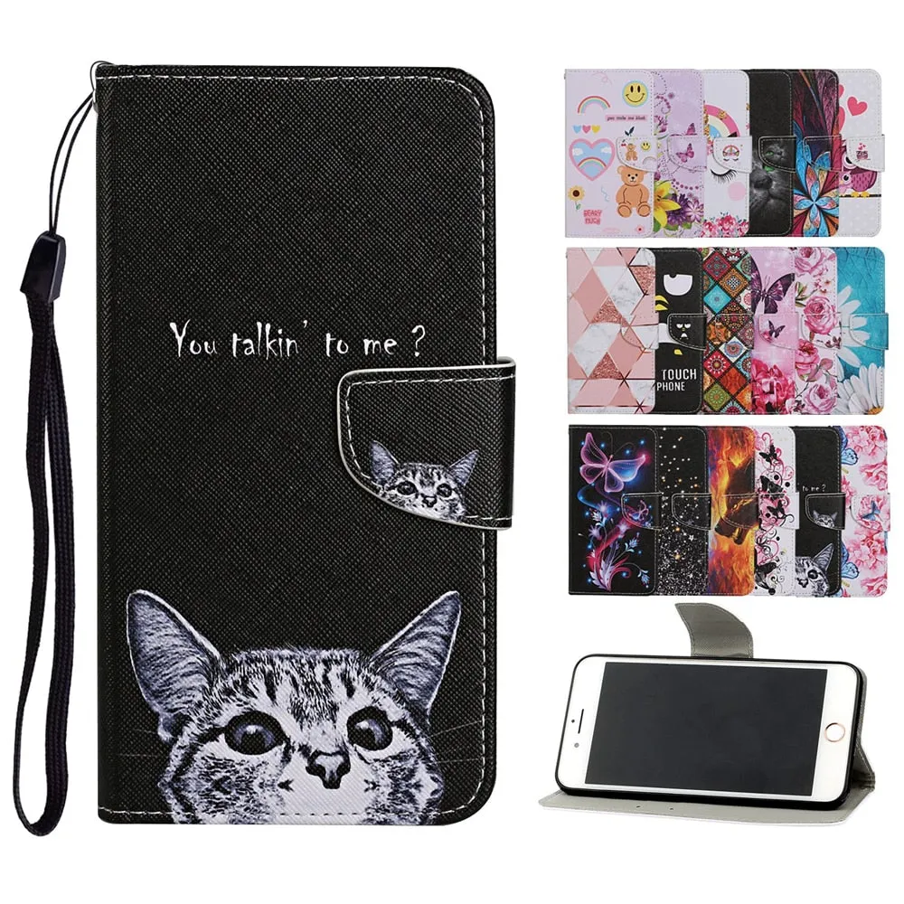 Anymob Samsung Abstract Pattern Phone Cases Leather Flip Stand Cover