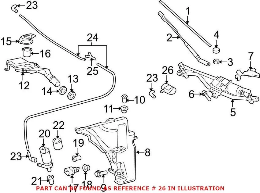 Audi Windshield Washer Nozzle – Front Driver Side 8T0955987B