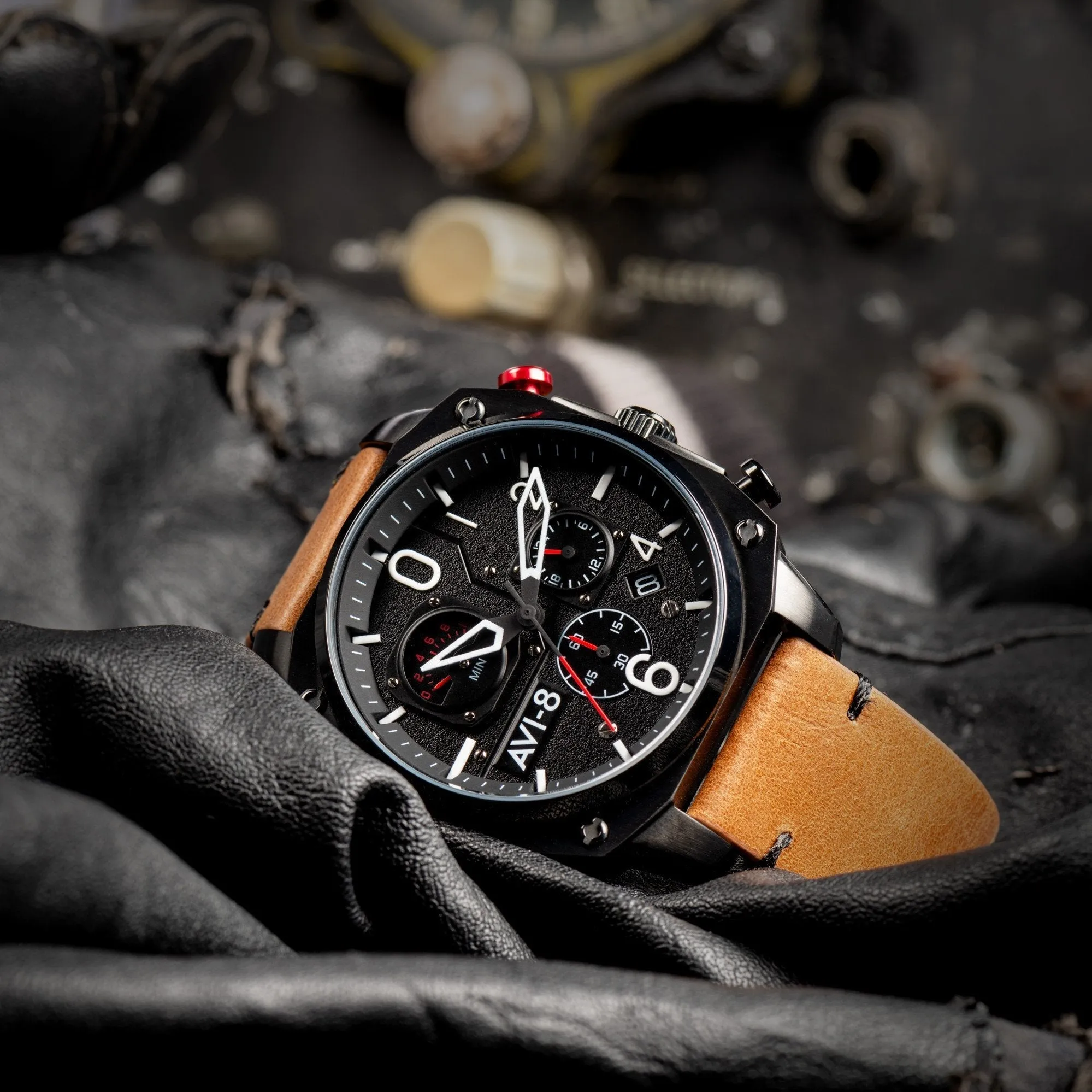 AVI-8 Charcoal Ember Brown Hawker Hunter Chronograph Watch AV-4052-02