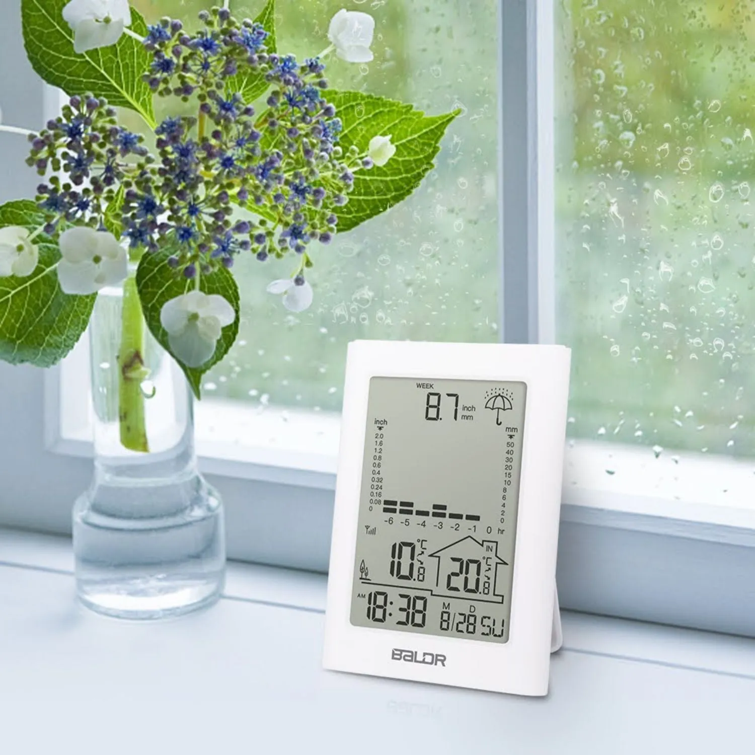 BALDR Thermometer Wireless Digital Weather Station with Rain Gauge