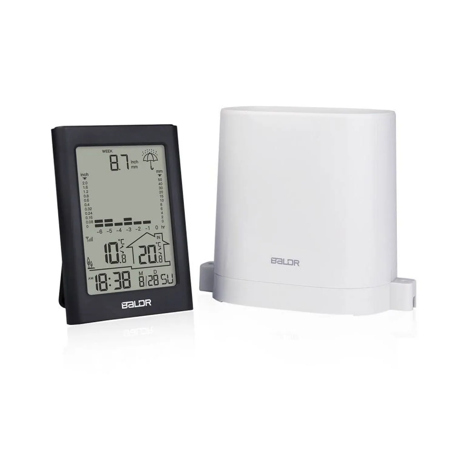 BALDR Thermometer Wireless Digital Weather Station with Rain Gauge