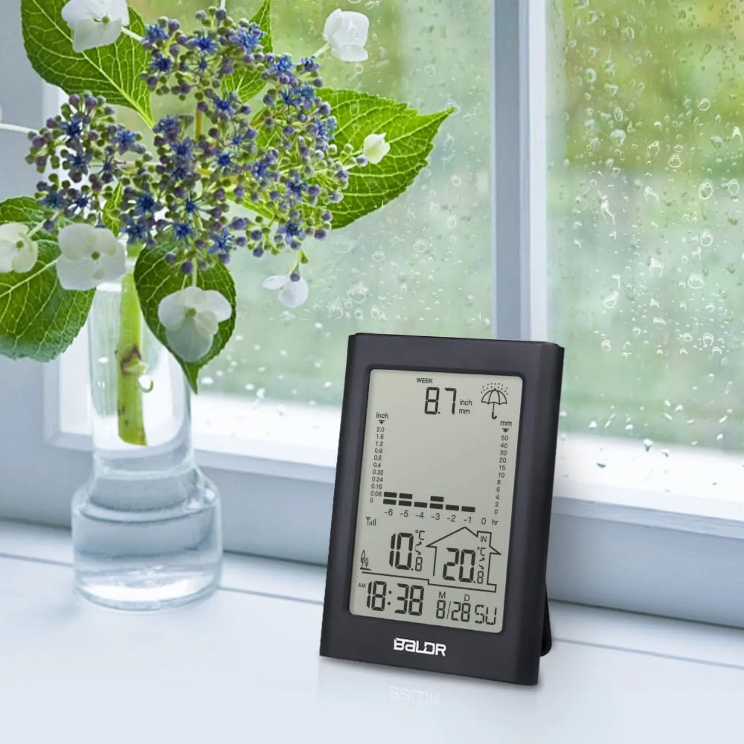 BALDR Thermometer Wireless Digital Weather Station with Rain Gauge