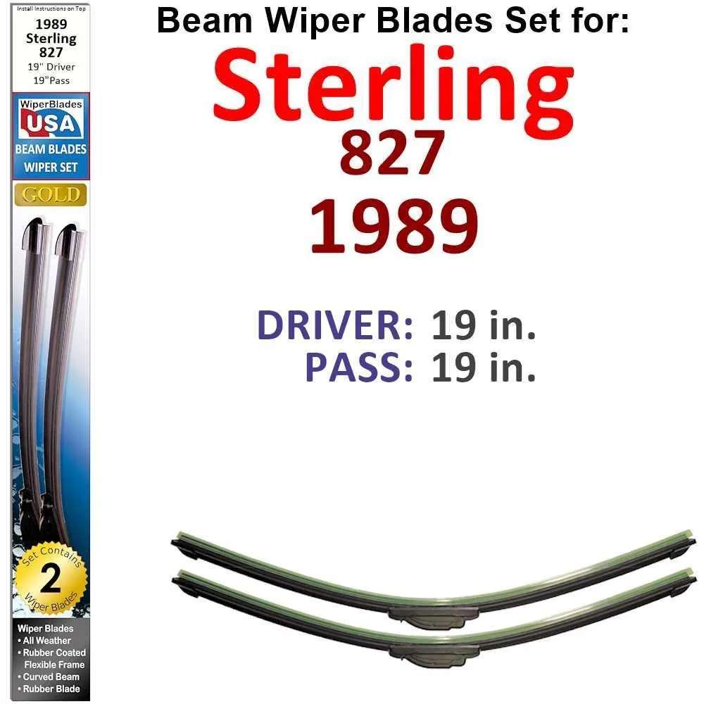 Beam Wiper Blades for 1989 Sterling 827 (Set of 2)