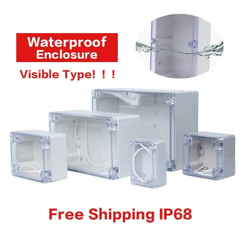 Big Size Vislble Waterproof Outdoor Enclosure Transparent Plastic Box Electronic Project Case Instrument Electrical Junction Box